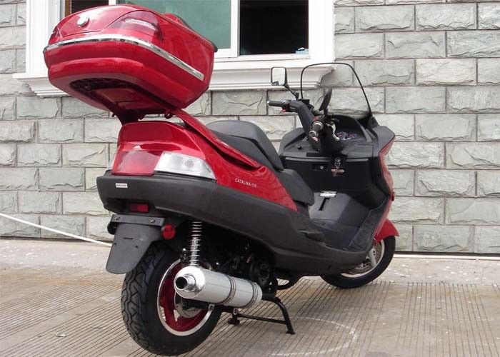 Skuter Bertenaga Motor Merah Dengan Rem Tangan, Skuter Motor 150cc Dengan Cahaya Yang Kuat