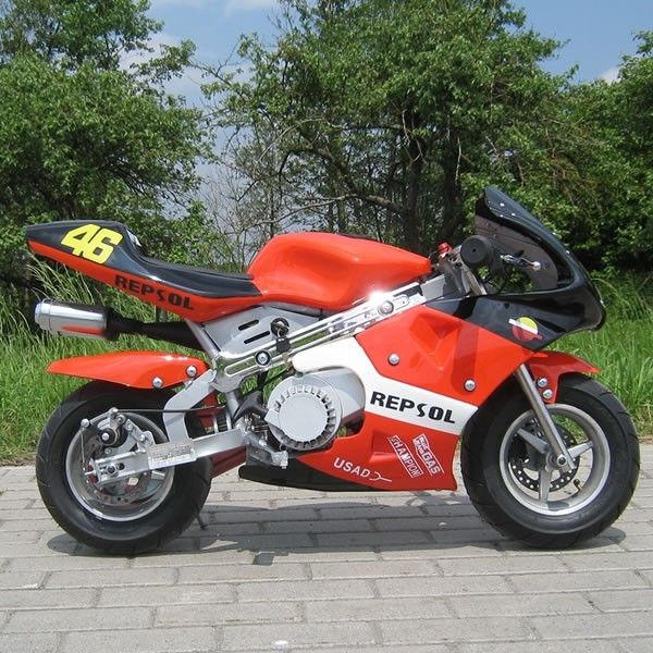 Red Mini Gas Dirt Bikes 50cc, Mulai Motor Listrik Kecil Dengan Transmisi Otomatis