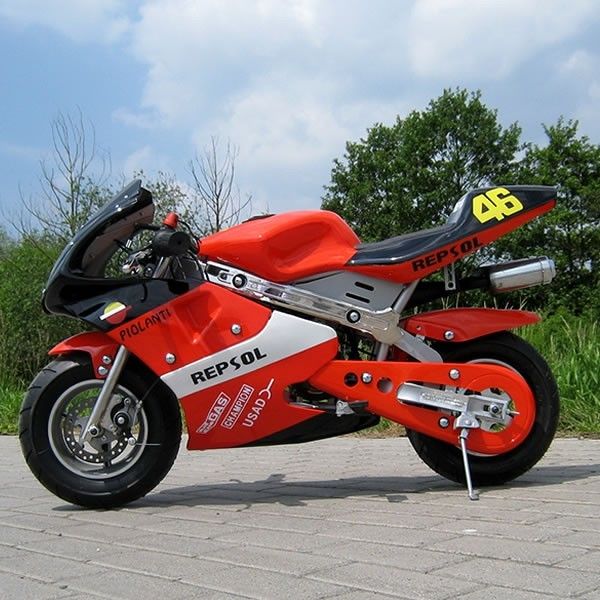 Red Mini Gas Dirt Bikes 50cc, Mulai Motor Listrik Kecil Dengan Transmisi Otomatis